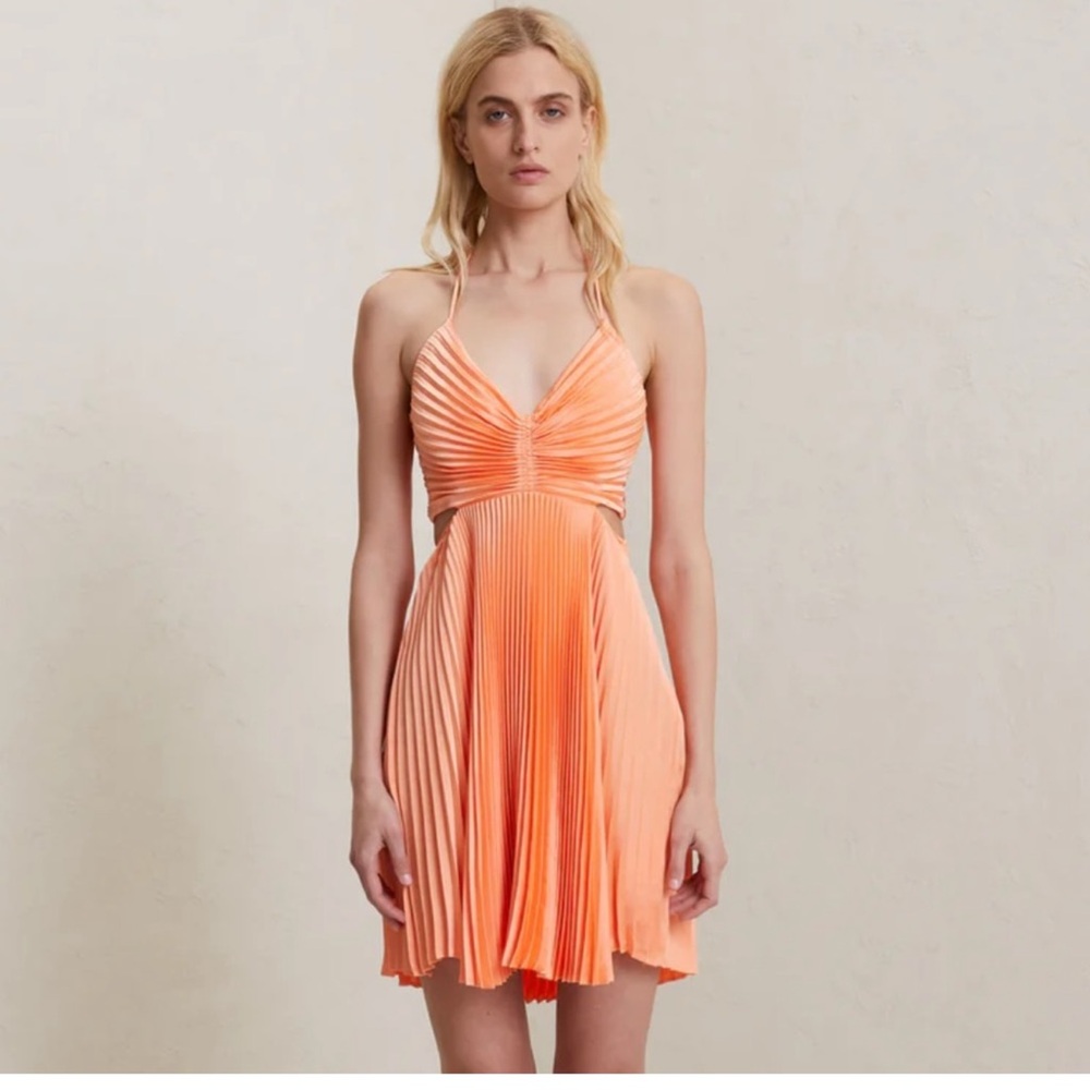 A.L.C. Ari Pleated Mini Dress in Nectar Orange Size 0